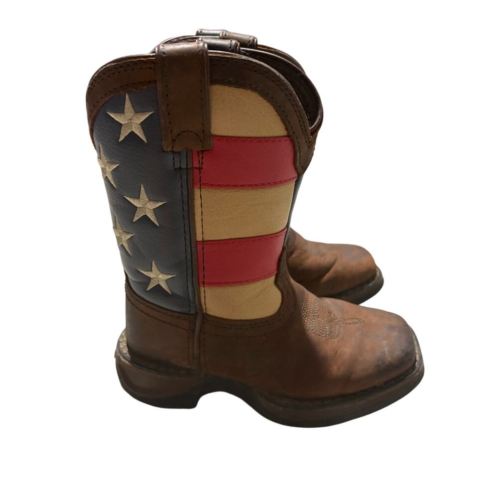 Lil Durango USA Union Flag Brown Boots 4th of July Memorial Youth 8.5 America